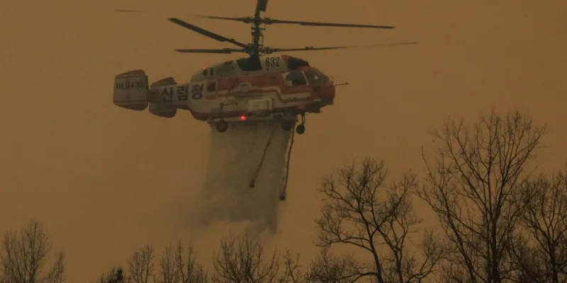 Güney Kore'de Helikopter Kazası! Yangın Söndürme Çalışmaları Felaketle Bitti