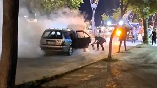 Otomobil alevlere teslim oldu
