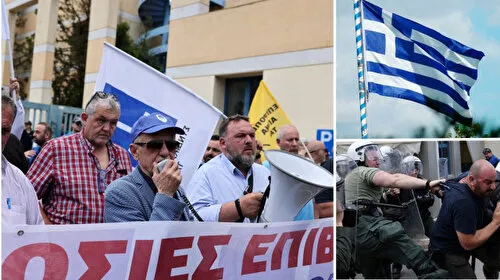 Yunanistan'ın başkenti Atina'da taksiciler 48 saatlik grev sırasında protesto gösterisi düzenledi